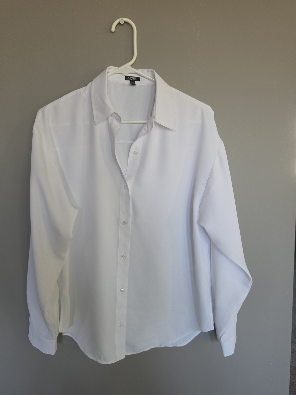 Express White Button-Down Shirt - Classic Collared Women’s Top